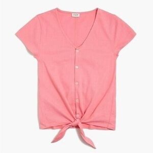 J. Crew 💚 shirt sleeve pink tie top/ blouse